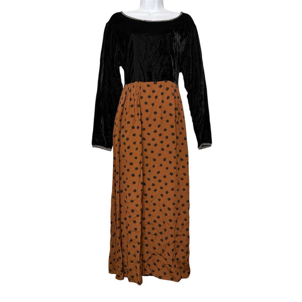 VTG Carol Anderson California Crushed Velvet Maxi Dress Whimsigoth Festival L *